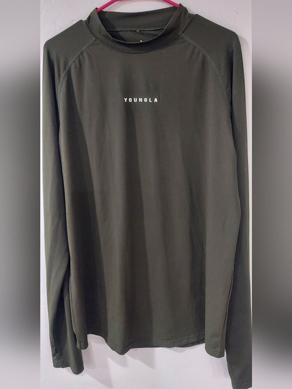 YoungLA Men's Long-Sleeve Performance Shirt in Hunter Green Size Large